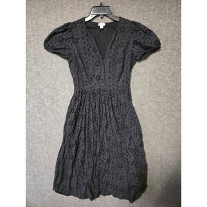J. Crew Women's Eyelet Puff-Sleeve Midi Dress in Black, Size 2 Whimsigoth Fairy